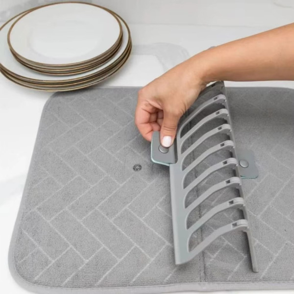 Подставка для посуды Dish Drain Rack сушилка с микрофибровым ковриком
