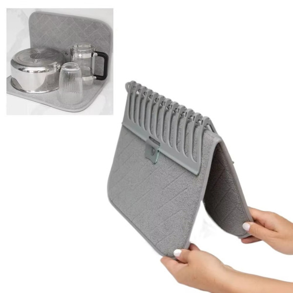 Подставка для посуды Dish Drain Rack сушилка с микрофибровым ковриком