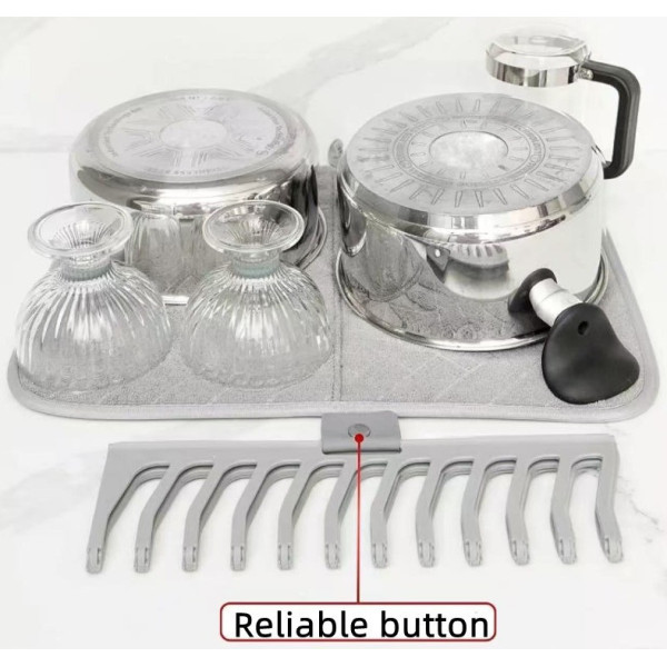 Подставка для посуды Dish Drain Rack сушилка с микрофибровым ковриком