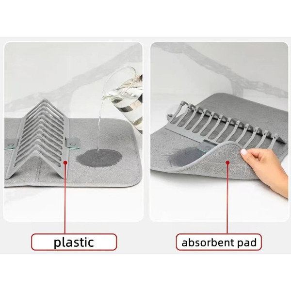 Подставка для посуды Dish Drain Rack сушилка с микрофибровым ковриком