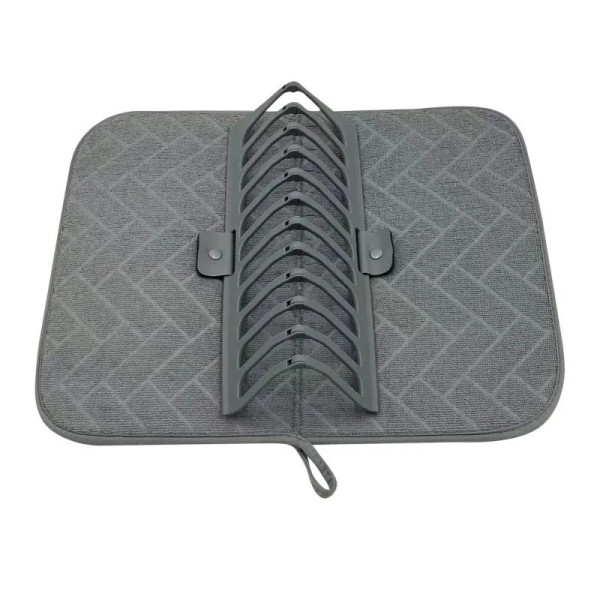 Подставка для посуды Dish Drain Rack сушилка с микрофибровым ковриком