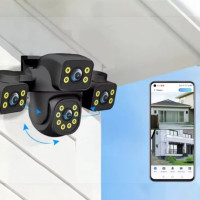 Камера IP QL4 12MP Wi-Fi уличная с тремя объективами видеонаблюдение