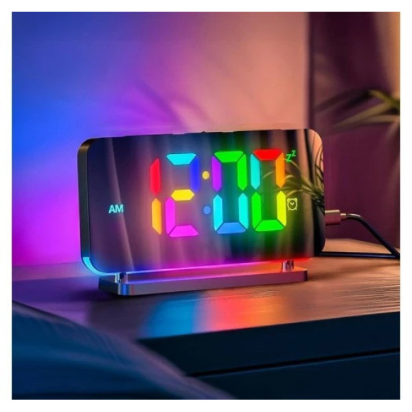 Часы цифровые VST-888H RGB настольные LED с зеркальной поверхностью