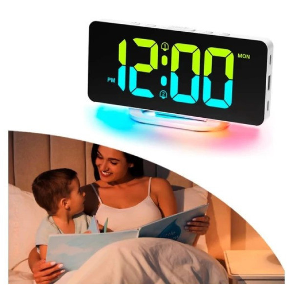 Часы цифровые VST-888H RGB настольные LED с зеркальной поверхностью