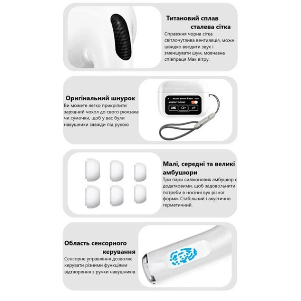 Наушники TWS ANC ENC Bluetooth беспроводные с цветным экраном