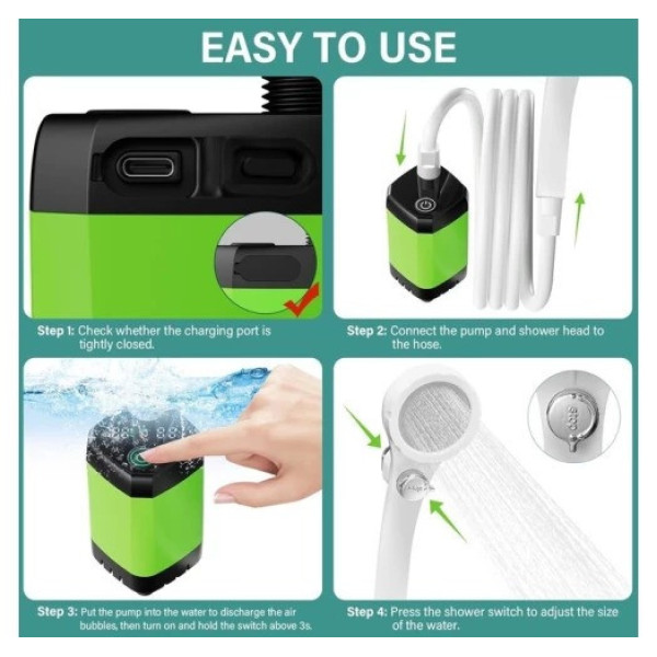Душ походный Lixada 9000 mAh аккумуляторный переносной
