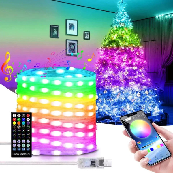 Лента светодиодная 10 м RGB Bluetooth гирлянда USB Dreamcolor
