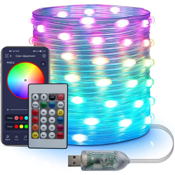Лента светодиодная 10 м RGB Bluetooth гирлянда USB Dreamcolor