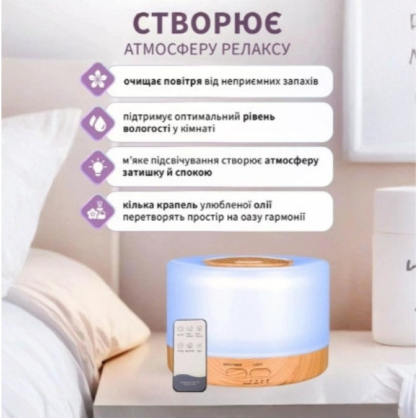 Увлажнитель воздуха ультразвуковой VMHouse 700 мл очиститель с ночником и пультом управления