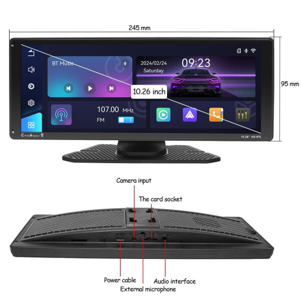 Экран для авто 601W 7" монитор с поддержкой CarPlay Android Auto
