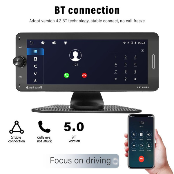 Экран для авто 601W 7" монитор с поддержкой CarPlay Android Auto
