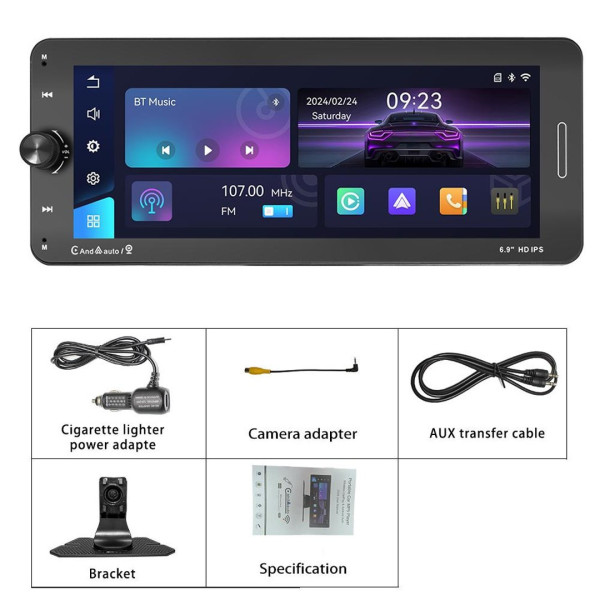 Экран для авто 601W 7" монитор с поддержкой CarPlay Android Auto