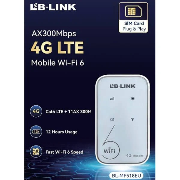 Роутер 4G LTE LB-LINK BL-MF518EU мобильный Wi-Fi с поддержкой SIM карты для интернета