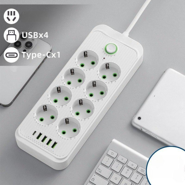 Удлинитель сетевой фильтр 8 розеток 5 USB разветвитель питания с кнопкой 2 м