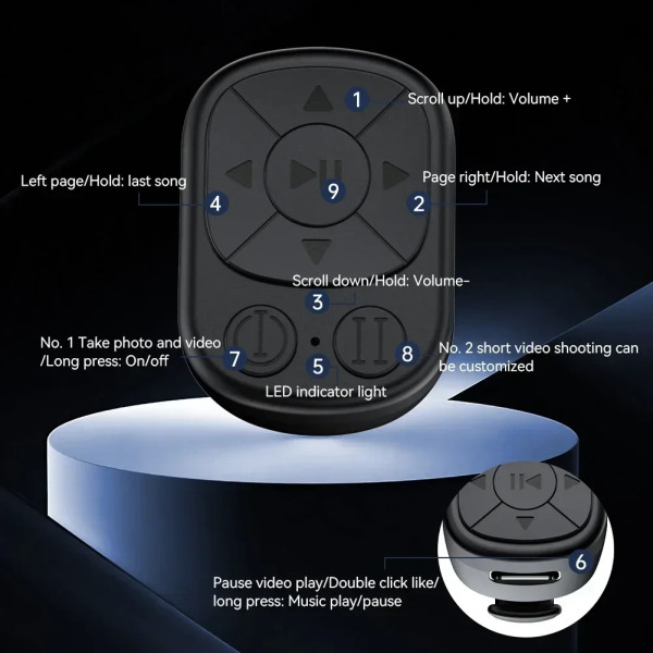 Пульт кольцо Bluetooth для телефона управление камерой и страницами