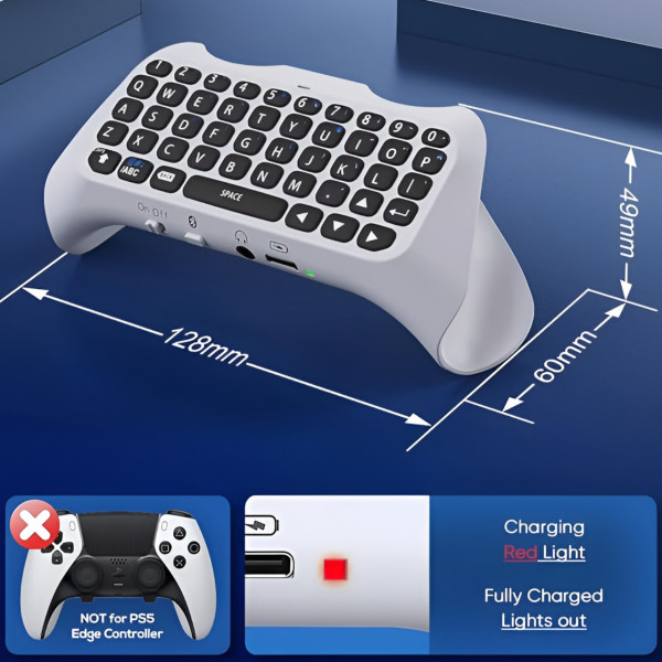 Клавиатура chatpad для PS5 DualSense Bluetooth с динамиком и разъемом 3.5 мм белый