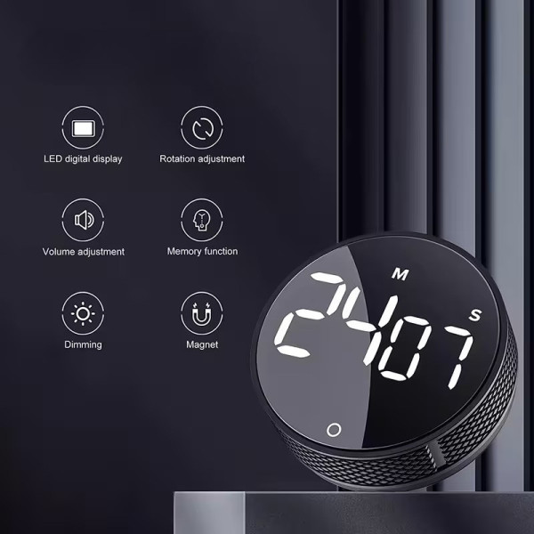 Таймер кухонный цифровой LED магнитный с секундомером и обратным отсчетом