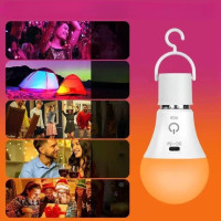 Лампочка E27 A65 аккумуляторная LED RGB с пультом и USB зарядкой