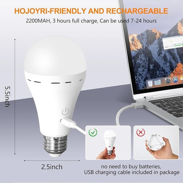 Лампочка E27 A65 аккумуляторная LED RGB с пультом и USB зарядкой