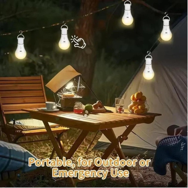 Лампочка E27 A65 аккумуляторная LED RGB с пультом и USB зарядкой