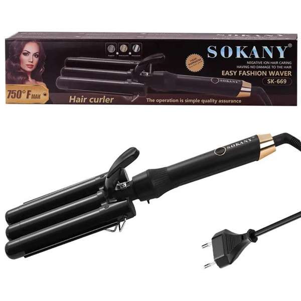 Щипцы для волос SOKANY CL SK-669 плойка тройная волна керамическое покрытие