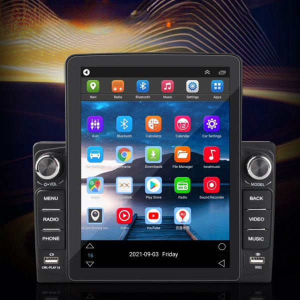 Магнитола автомобильная 2DIN Android 9582A с дисплеем 9.5", мультимедиа система с CarPlay Android Auto GPS WiFi Bluetooth