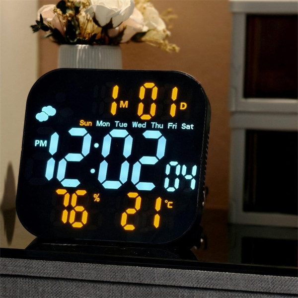 Электронные часы DS 3828L настенные LED с температурой и влажностью, цифровой будильник USB