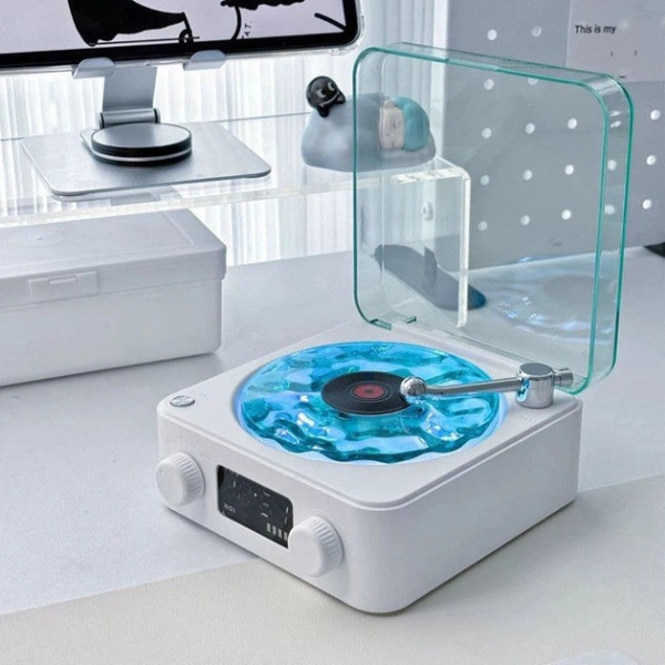 Ночник Vinyl Waves Player LED с эффектом воды, светильник с Bluetooth колонкой ретро стиль