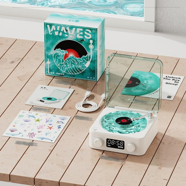 Ночник Vinyl Waves Player LED с эффектом воды, светильник с Bluetooth колонкой ретро стиль