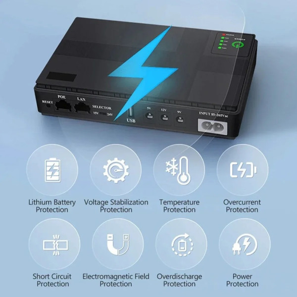 Источник бесперебойного питания UPS 10400 mAh 36W для роутера, резервный аккумулятор для оборудования