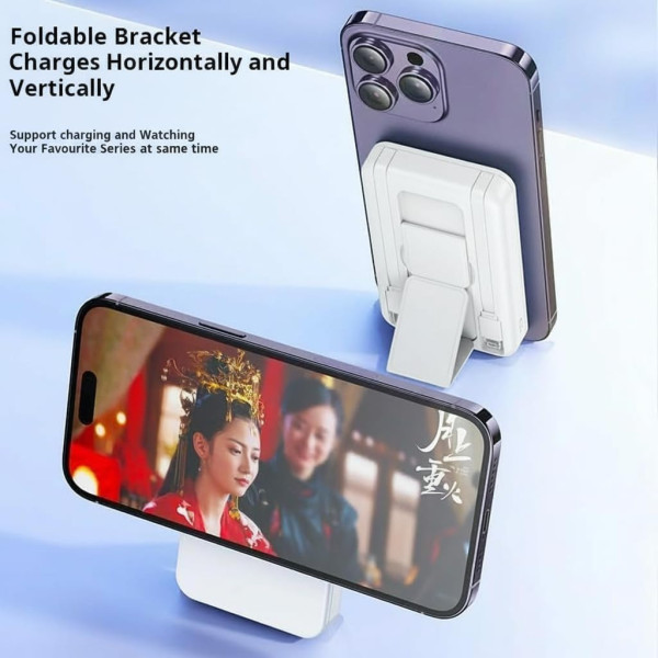 Внешний аккумулятор 20000 mAh 22.5W с MagSafe и встроенными кабелями Lightning Type-C белый