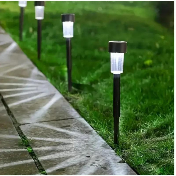 Садовые фонари на солнечной батарее 10 шт LED подсветка дорожек холодный свет