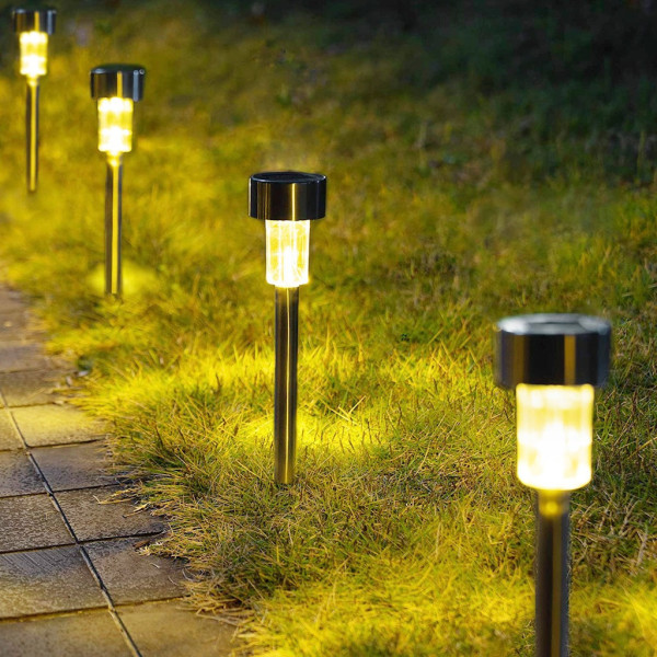 Садовые фонари на солнечной батарее 10 шт LED подсветка дорожек холодный свет