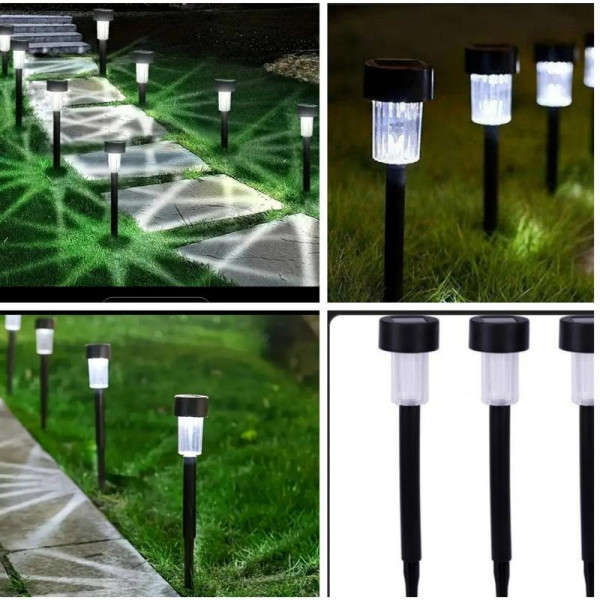 Садовые фонари на солнечной батарее 10 шт LED подсветка дорожек холодный свет