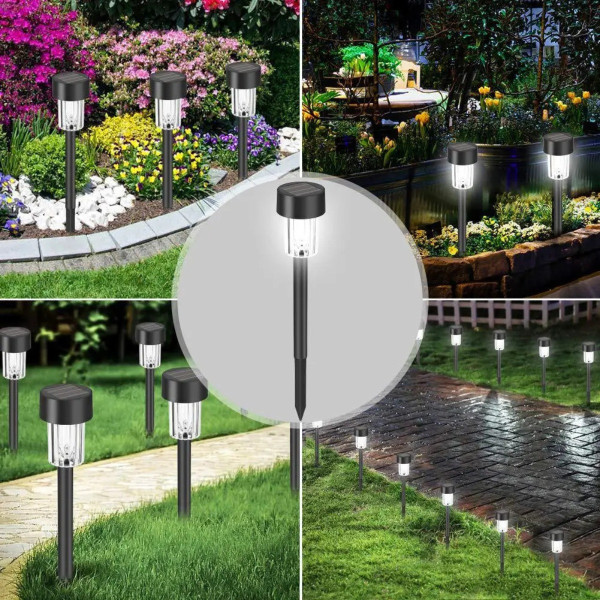 Садовые фонари на солнечной батарее 10 шт LED подсветка дорожек холодный свет