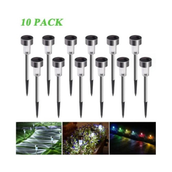 Садовые фонари на солнечной батарее 10 шт LED подсветка дорожек холодный свет