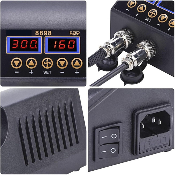 Станция паяльная 2в1 JCD 8898 750W с термофеном и паяльником, набор для ремонта электроники и пайки SMD компонентов