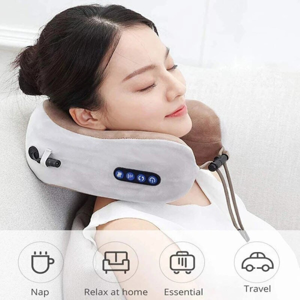 Подушка массажная для шеи U-shaped massage pillow, массажер для плеч и шеи с эффектом памяти ортопедическая