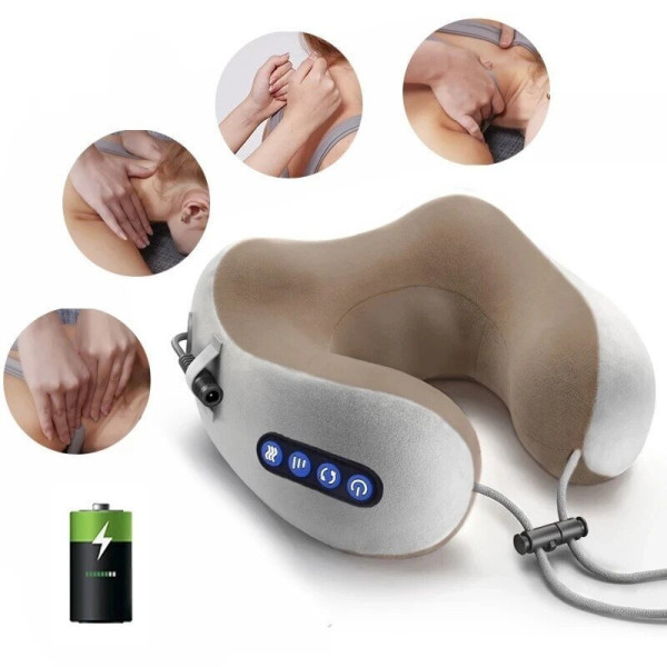 Подушка массажная для шеи U-shaped massage pillow, массажер для плеч и шеи с эффектом памяти ортопедическая