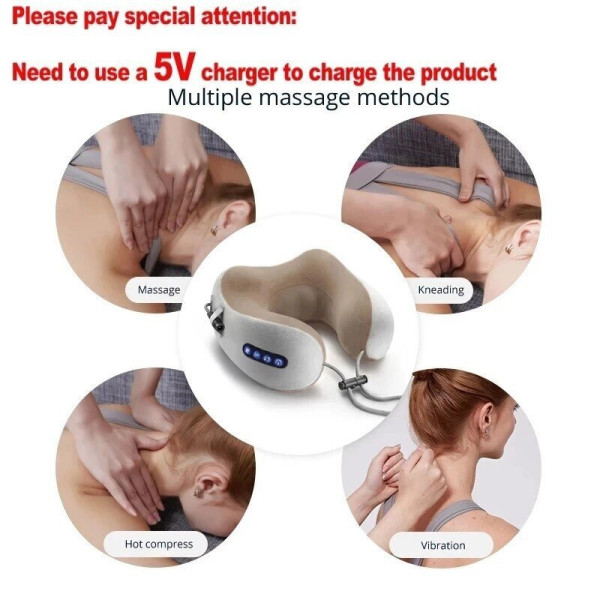 Подушка массажная для шеи U-shaped massage pillow, массажер для плеч и шеи с эффектом памяти ортопедическая