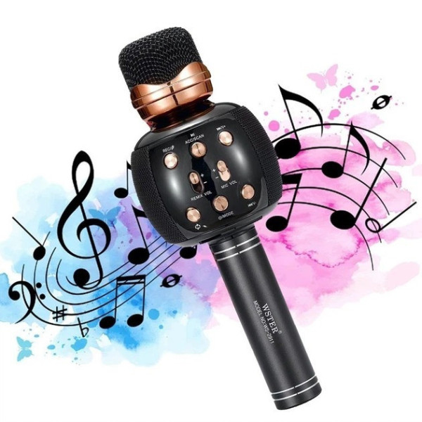 Микрофон караоке Wster WS-2911 Bluetooth с колонкой, беспроводной караоке микрофон с эффектами голоса