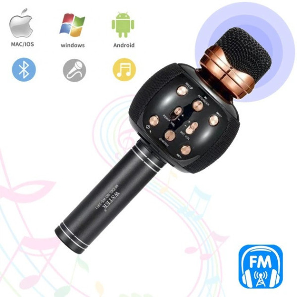 Микрофон караоке Wster WS-2911 Bluetooth с колонкой, беспроводной караоке микрофон с эффектами голоса