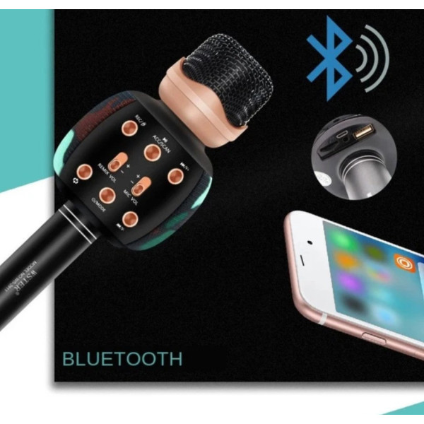 Микрофон караоке Wster WS-2911 Bluetooth с колонкой, беспроводной караоке микрофон с эффектами голоса