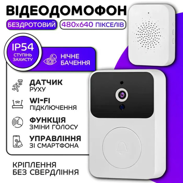 Дверной видеозвонок Wi-Fi M6 с камерой, беспроводной звонок с ночным режимом