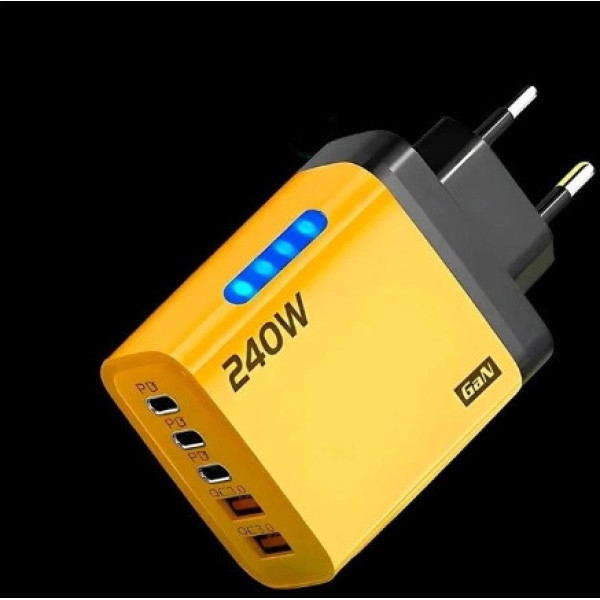 Зарядное устройство 240W многопортовое 3 Type-C 2 USB адаптер быстрой зарядки