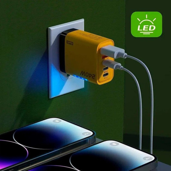 Зарядное устройство 240W многопортовое 3 Type-C 2 USB адаптер быстрой зарядки